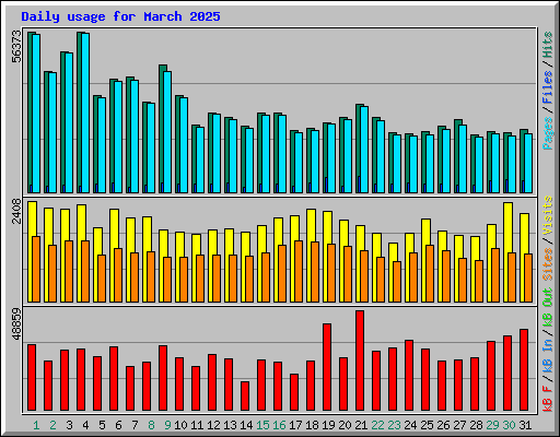 Daily usage for March 2025